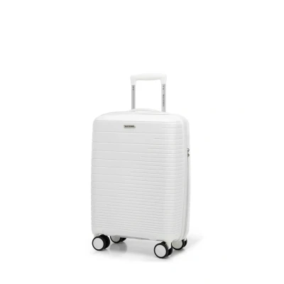 Imagen de WITTCHEN FUERTA Line Maleta pequeña Equipaje de Cabina Mano Polipropileno con Rayas Brillantes Ruedas Dobles Asa telescópica Cerradura TSA Talla S Blanquecino