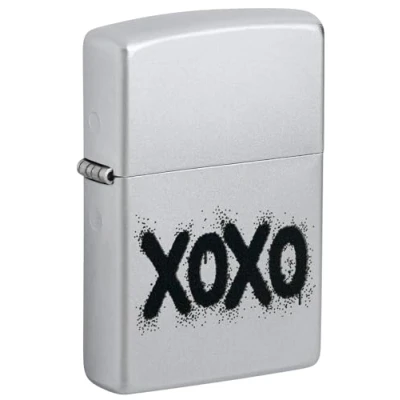 Imagen de Zippo Windproof Lighter XOXO Design Satin Chrome Refillable for Lifetime Use Gift Box Metal Construction Made in USA