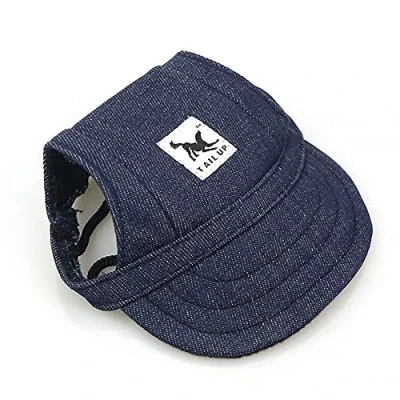 Imagen de Himlaya Gorra de Béisbol del Perro para Mascota Protector Solar Visera Deportes al Aire Libre, Sombrero Ajustable Perros Grandes, medianos y pequeños (S,Denim Azul)