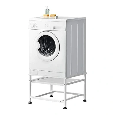 Imagen de [en.casa] Pedestal para Lavadora con Estante Soporte Universal 63 x 54 41 cm hasta 150 kg Báse Estándar Plataforma Acero Sinterizado Blanco
