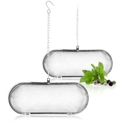 Imagen de com four® 2X Colador de té Acero Inoxidable 304, Apto para lavavajillas Huevo 11 cm Suelto, Especias y Hierbas Filtro Malla Fina con Cadena