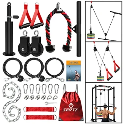 Imagen de SERTT Sistema de polea Cable Peso para Gimnasio, Accesorios mejorados Gimnasio LAT Pull Down, bíceps, tríceps, Entrenamientos Brazo, en casa