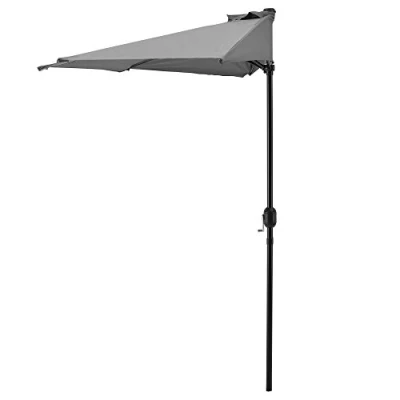 Imagen de casa.pro Sombrilla de media pantalla con manivela gris Ø300cm para jardín, terraza