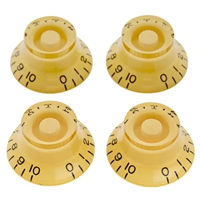 Imagen de Musiclily Pro Tamaño Métrico 18 Splines Botones de Potenciómetros Top Hat Knobs Perillas para Guitarra Eléctrica Epiphone Les Paul SG Style, Crema (Juego 4)