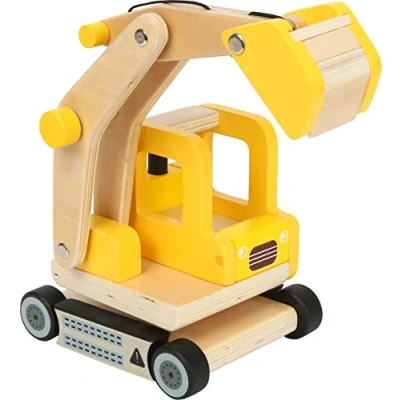 Imagen de Small Foot 12010 Excavadora de Madera con certificación FSC 100%, Brazo articulado, rotación 360 Grados, Juguete construcción en casa, Multicolor