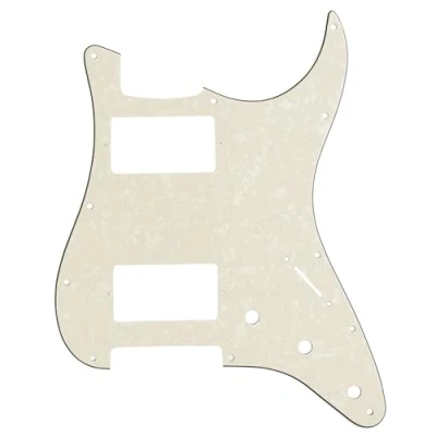 Imagen de Musiclily Pro 11 Agujeros HH Strat Pickguard Humbucker Golpeador para Guitarra Fender American/México Standard Stratocaster Estilo Moderno, 4 capas Parchment Pearl