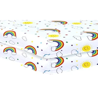 Imagen de Juego de 2 sábanas bajeras para cuna 70 x 140 cm, arco iris