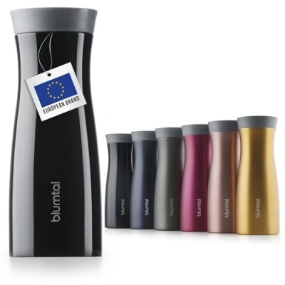 Imagen de Blumtal Vaso Térmico Café con cierre hermético para bebidas frías y calientes Termo pequeño llevar, Negro, 380 ml