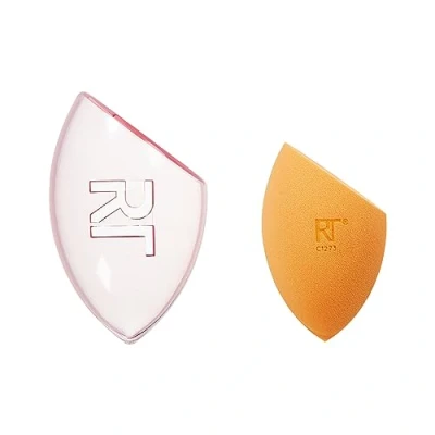 Imagen de Real Techniques funda de viaje Miracle Complexion Sponge, esponja para mezclar maquillaje con adornos navideños como base maquillaje, incluye viaje, juego 2 piezas