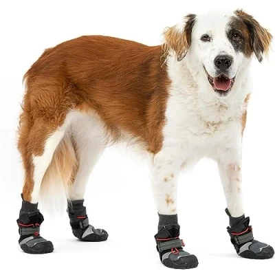 Imagen de Kurgo Blaze Cross Dog Zapatos para Perros Todo el Año, Protectores de Patas Perros, Resistente al Agua, Reflectante, Antideslizante Incluye 2 Negro/Rojo L