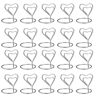 Imagen de 30 Piezas Soportes Números Mesa,Forma De Corazón Soporte Foto,Titulares Tarjeta Con Número Mesa,Metal Memo Clip,Para Restaurante,Boda,Fiesta,Foto,Tarjeta Visita,Menú,Número Mesa