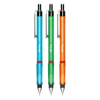 Imagen de Rotring Visuclick portaminas 0,7 mm Mina 2B Cuerpos rosa, naranja y azul vivos 3 unidades