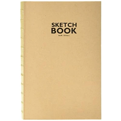 Imagen de Sketchbook Kraft Cuaderno de bocetos con encuadernación Hilo Abierto, DIN A5, 120 Hojas, 100 g/m², Papel estraza Resistente y reciclable Fibras Naturales sin blanquear, Naturaleza