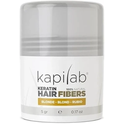 Imagen de Kapilab Fibras Capilares Disimula la falta de Cabello al Instante Microfibras en Polvo Queratina para Hombres y Mujeres Tapa Calvicie forma Natural 5gr Rubio