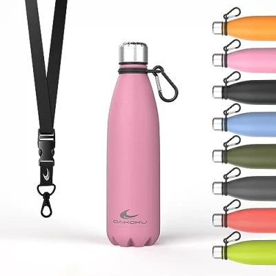 Imagen de Daikoku Botella Termica de Acero Inoxidable 500ML A Prueba Fugas Bebidas Calientes por 12 Horas y Frías 24 Seguro Saludable Ideal para Senderismo, Gimnasio, Oficina Rosa