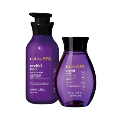 Imagen de O Boticário Nativa SPA Orquídea Noire Set Regalo Cuidado de la Piel con 2 Productos Crema Hidratante Corporal 400ml y Aceite Perfumado 200ml