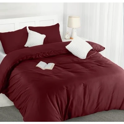Imagen de Utopia Bedding Funda Nordica Cama 105 Microfibra Juego de Edredon 200x200 cm y 2 Fundas Almohada 50x75 (Borgoña)