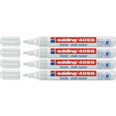 Imagen de Marcador tiza liquida Edding 4095 conico blanco, 4 unidades