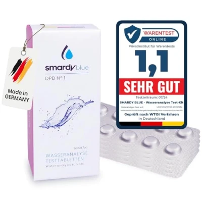 Imagen de smardy 50 Pastillas de Prueba DPD1 (Cloro Libre) para Fotómetro, Medidor Agua Electrónico