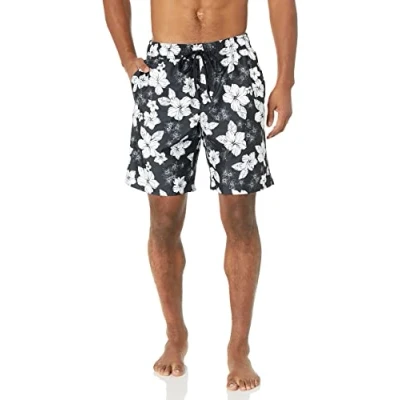 Imagen de Amazon Essentials Traje de Baño 23 Cm Secado Rápido Hombre, Negro Hibisco, XXL