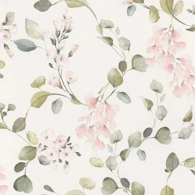 Imagen de Rasch Home style 285772 papel pintado de con eucalipto y plantas rosas en imitación acuarela, 10,05 m x 0,53