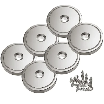 Imagen de Magnetpro 6 unidades de imanes con cápsula 55 KG fuerza tracción, 36 x 8 mm tornillos