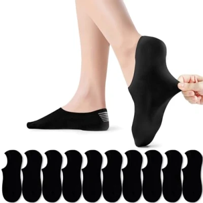 Imagen de PAUNEW Calcetines Cortos Mujer Tobilleros 39 42 Hombre Negro Gris Blanco Invisibles Algodon 10 Pares