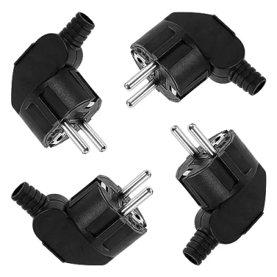 Imagen de 4 Piezas Enchufe Schuko Clavija Macho 250V 16A de Contacto a Tierra IP20 Protección Negro