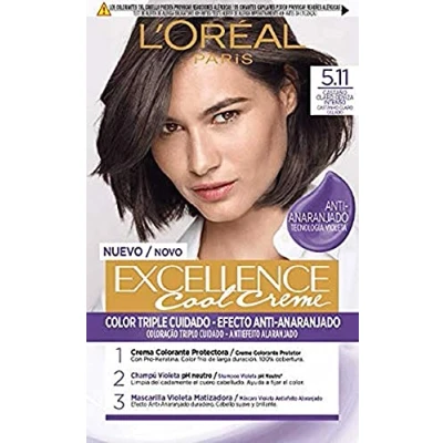 Imagen de L&#039;Oreal Paris Excellence Cool Creme Tinte Permanente, Tono 5.11 Castaño Claro Ceniza Intenso, 260 g (Paquete de 1)