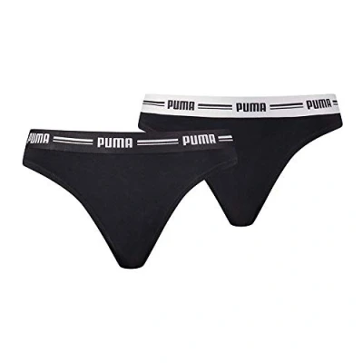 Imagen de PUMA Women String 2P Hang Ropa Interior, Black, XS para Mujer