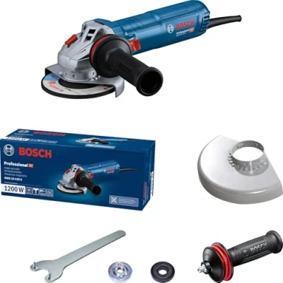 Imagen de Bosch Professional amoladora angular con cable GWS 12 125 S (Ø del disco: mm, 1200 W, empuñadura auxiliar antivibración, caperuza de protección, llave dos agujeros)