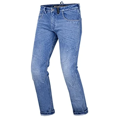 Imagen de SHIMA Devon Jeans Moto Pantalones Elásticos Ventilados Slim Fit Hombres con Refuerzos de FiberQL, Protectores CE Rodillas y Caderas (Hombre, Azul, 36)