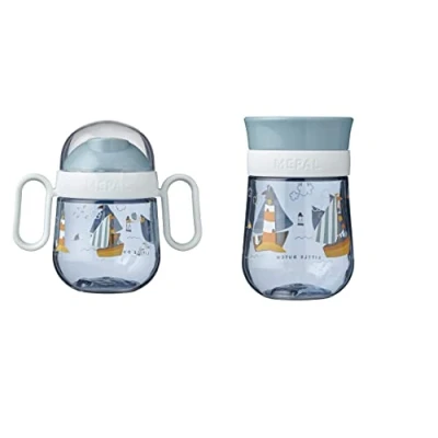 Imagen de Mepal Mio Set 360 Vaso para aprender a beber bebé partir de 6 meses prueba fugas Apto lavavajillas y sin BPA Sailors Bay