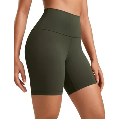 Imagen de CRZ Yoga Womens Butterluxe Motorista Shorts 15cm Cintura Alta Ejercicio Correr Pantalones Cortos De Verde Oliva 40