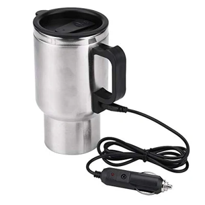 Imagen de Jadeshay Hervidor Eléctrico,12V 450ml Taza de Calefacción Eléctrica para Automóvil Portátil Viaje 65℃ Termo Cafetera Portatil del Acero Inoxidable Coche y Camping
