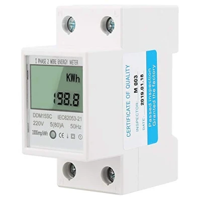 Imagen de Medidor de Electricidad Digital 220V 5 80A Energía Carril DIN 1 Fase Eléctrico KWh Electrónico DDM15SC