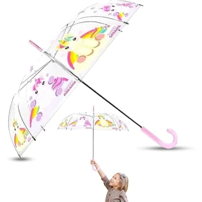Imagen de SRV Hub paraguas de cúpula PVC para niños, cómodo campana resistente al viento niñas y mantiene a los atletas jóvenes secos felices 3 7 años,