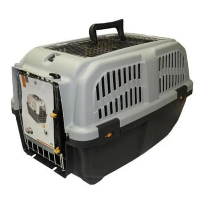 Imagen de AIME Cesta de transporte para gatos o perro, 55 x 36 35 cm, color gris, seguridad y practicidad