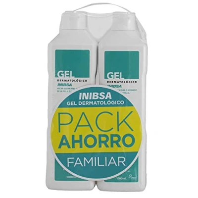Imagen de Inibsa Geles Gel Dermatológico 1000 ml, de ducha para el cuidado la piel y cabello, Ahorro Pack Dermatologico, 4 unidades (4 x 1000ml)