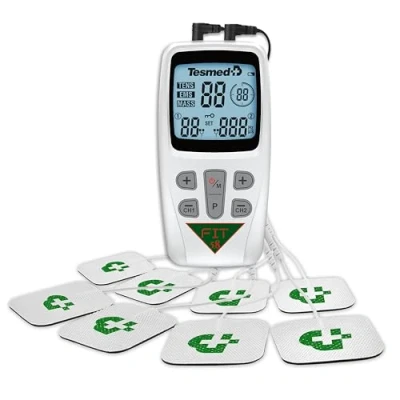 Imagen de TESMED Fit Electroestimulador Muscular para EMS, TENS, Masaje (3 en 1), 22 Programas de los cuales 6 Personalizables, Aliviar el Dolor y Estimular Abdominales, Glúteos, Pectorales
