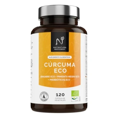 Imagen de Cúrcuma con Jengibre y Pimienta Negra + Probióticos. en cápsulas (2235 mg) alta concentración de Curcumina, Potente Antiinflamatorio Natural antioxidante, orgánica. 120 cápsulas.