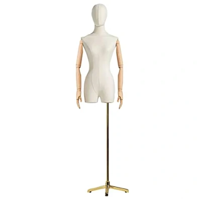 Imagen de Rozhuhro Maniqui Costura Mujer, Maniquies Torso con Brazos De Madera Cabeza Desmontable, Ropa Dummy Mostrar Soporte para Maniquí, Ajustable Altura 160 220cm,Triangle,C