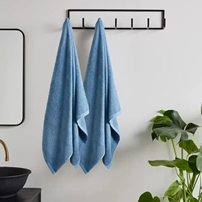 Imagen de Catherine Lansfield Par de Toallas baño algodón Secado rápido, Color Azul