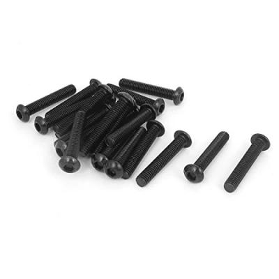 Imagen de sourcing map Tornillos de cabeza botón hexagonal acero aleación M6 x 35 mm, negro, 20 piezas