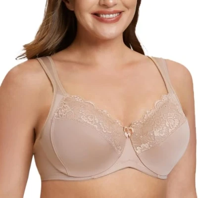 Imagen de MELENECA Sujetador de Copa Completa con Aros Encaje para Mujer Beige 100B