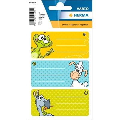 Imagen de Herma 5512 etiquetas para escribir el nombre, uso escolar, formato 7,6 x 3,5 cm, contenido por paquete: 9