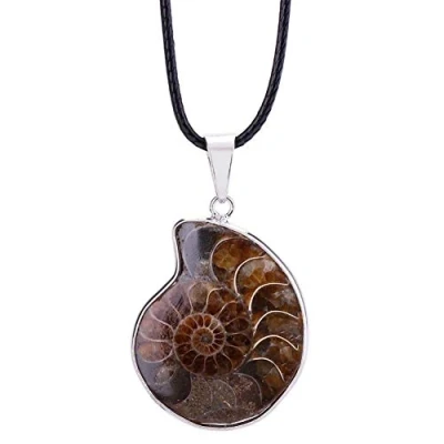 Imagen de Fliyeong Collar de piedra con colgante amonita natural para mujer, ideal como regalo duradero y útil
