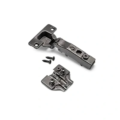 Imagen de EMUCA Kit de bisagra Recta X91 con Cierre Suave y suplemento, suplemento Euro, Apertura 105º, Titanio, Acero, 20 ud.