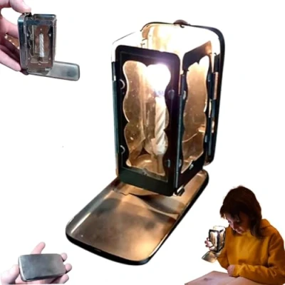 Imagen de Folding Pocket Candle Lantern, Medieval Vintage Small Lantern,Portable Outdoor Lamp, Stainless Steel Lantern for Emergency Power Outage Camping Hiking Travel