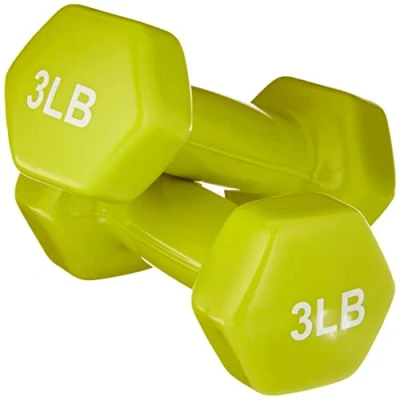 Imagen de Amazon Basics Mancuernas de vinilo, 3 Livras (1,4 kg) cada una, 2 unidades, verde lima